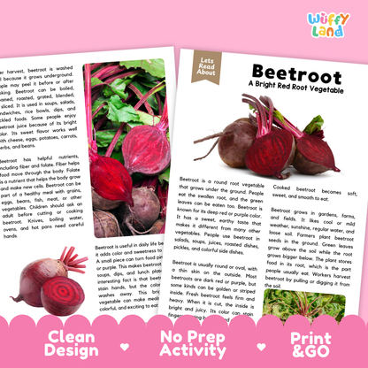 Teacher answer key page showing complete question solutions for beetroot reading comprehension practice