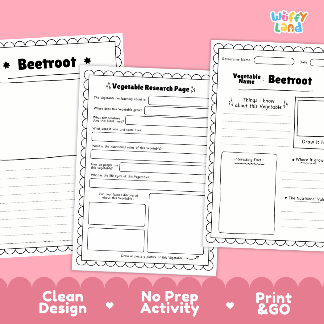 Beetroot Vegetable Research Page Worksheets