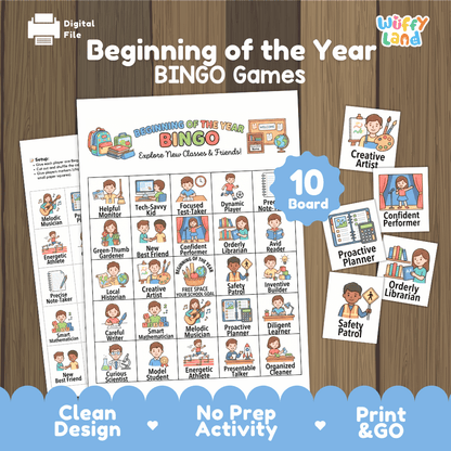 Beginning of the Year Bingo Games Printable Back to School Activities
