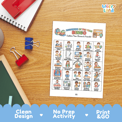 Beginning of the Year Bingo Games Printable Back to School Activities