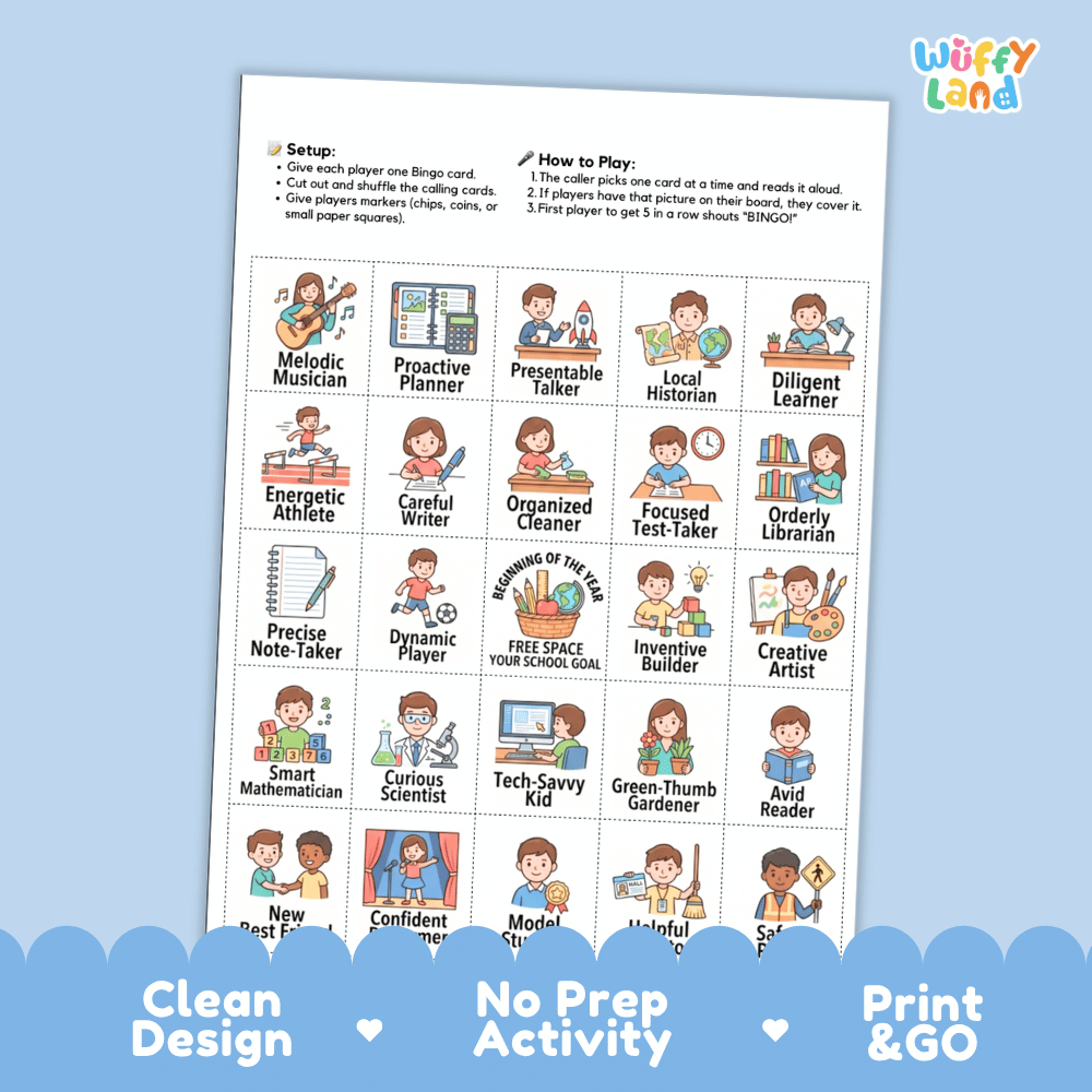 Beginning of the Year Bingo Games Printable Back to School Activities