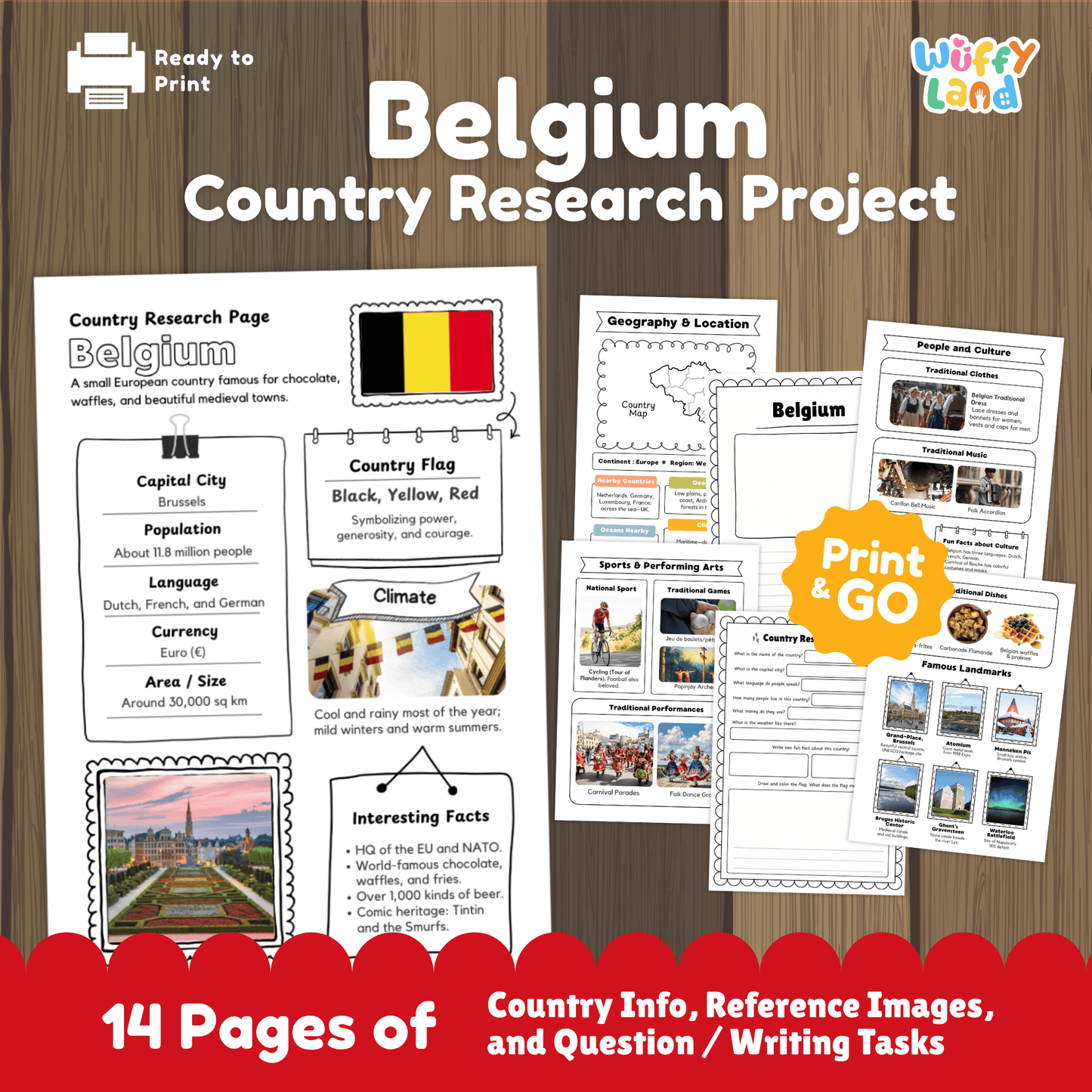 BELGIUM Country Study | Geography Research Project & Printable Worksheets