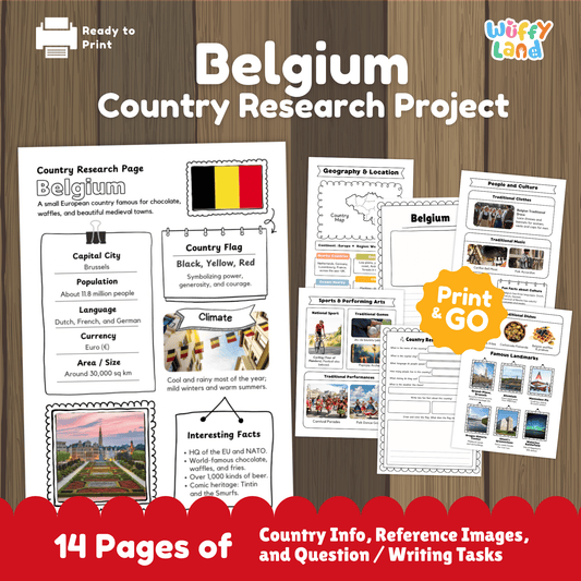 BELGIUM Country Study | Geography Research Project & Printable Worksheets