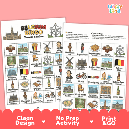 Belgium Geography BINGO Games Belgian Culture and Landmarks Activity