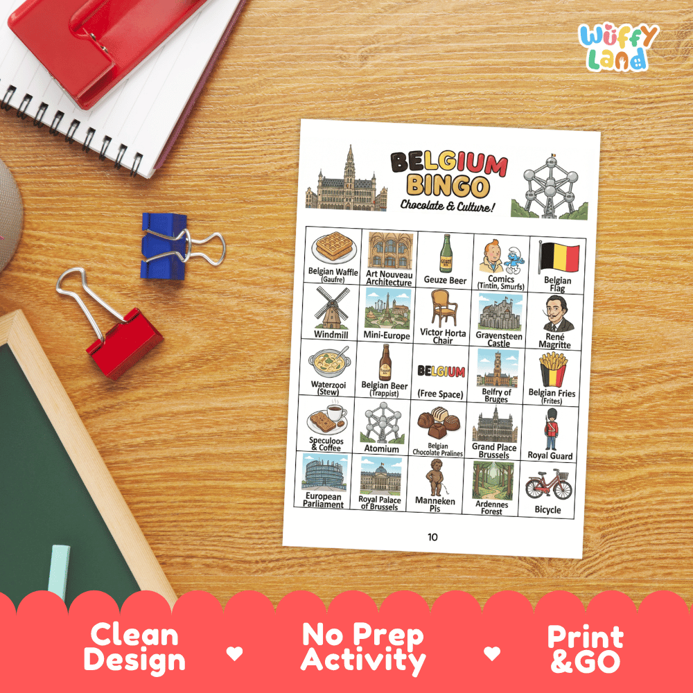 Belgium Geography BINGO Games Belgian Culture and Landmarks Activity