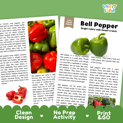 Teacher answer key page showing complete question solutions for bell pepper reading comprehension practice