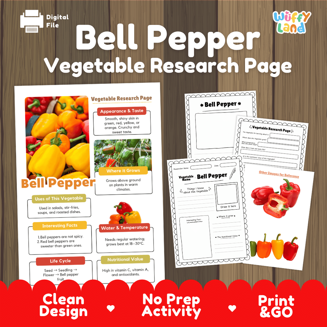 Bell Pepper Vegetable Research Page Worksheets