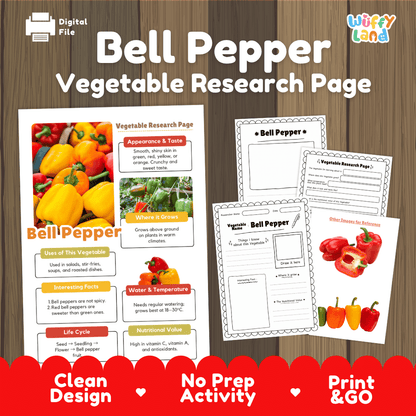 Bell Pepper Vegetable Research Page Worksheets