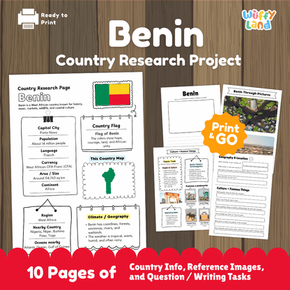 Benin Country Research Project Printable Worksheets and Activities
