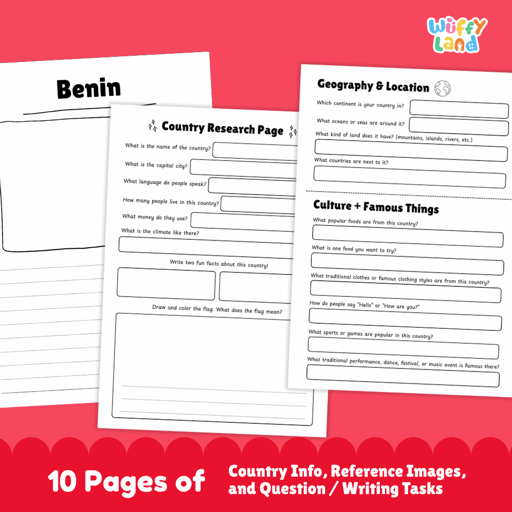 Benin Country Research Project Printable Worksheets and Activities