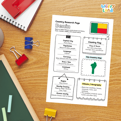 Benin Country Research Project Printable Worksheets and Activities