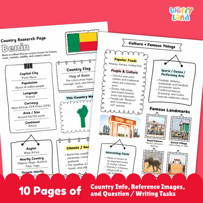 Benin Country Research Project Printable Worksheets and Activities