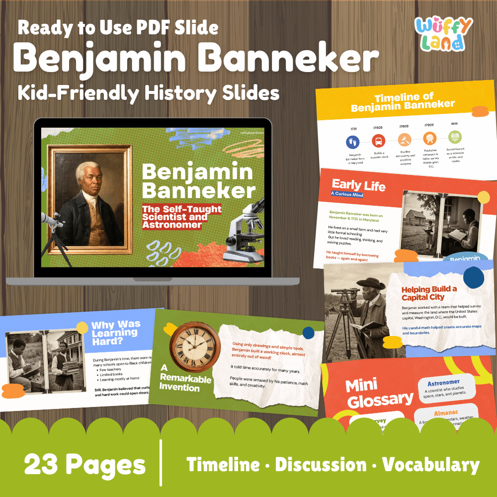 Benjamin Banneker Biography Kid-Friendly History Presentation Slides PDF