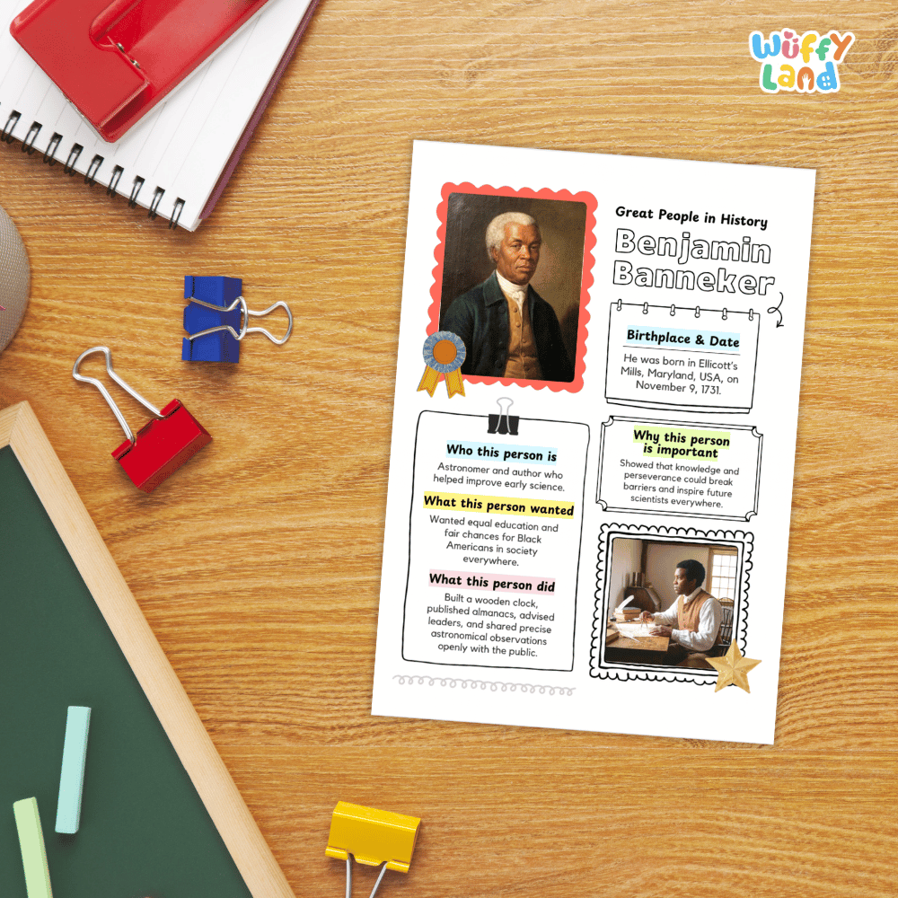 Benjamin Banneker Famous People Research Page Worksheets and Biography Activity