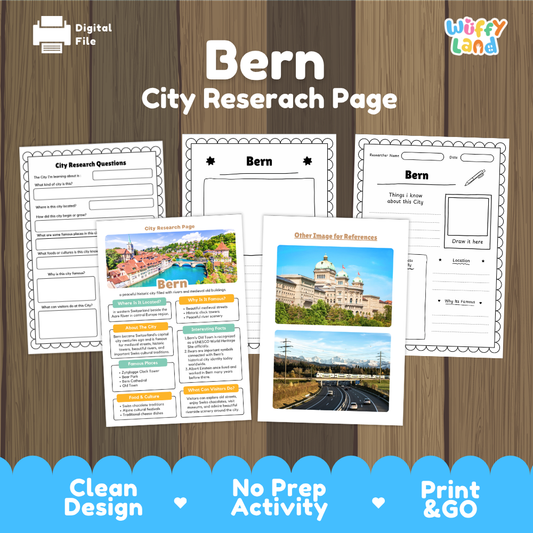 Bern Switzerland City Research Project Worksheets and Fact Sheet Activity