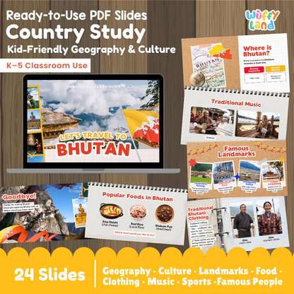 Bhutan Country Study Kid Friendly Geography & Culture PDF Slides