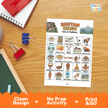 Bhutan Geography BINGO Games Bhutanese Culture and Landmarks Activity