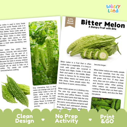 Teacher answer key page showing complete question solutions for Bitter Melon nature and science reading comprehension practice