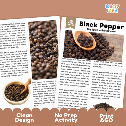 Teacher answer key page showing complete question solutions for black pepper reading comprehension practice