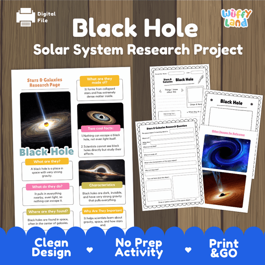 Black Hole Solar System Research Project Worksheets and Fact Sheet