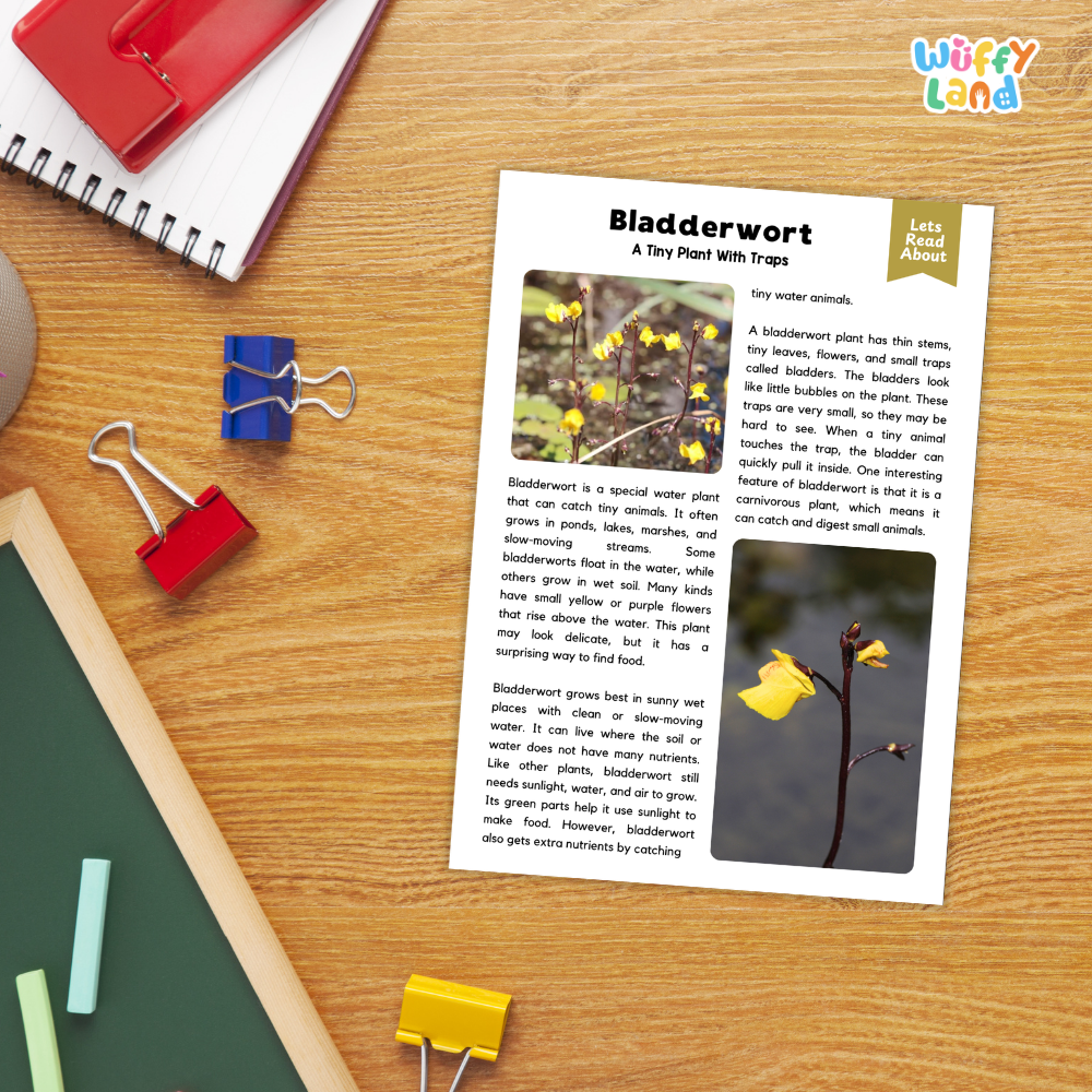 Bladderwort Plant Reading Passages Worksheets and Comprehension Activity
