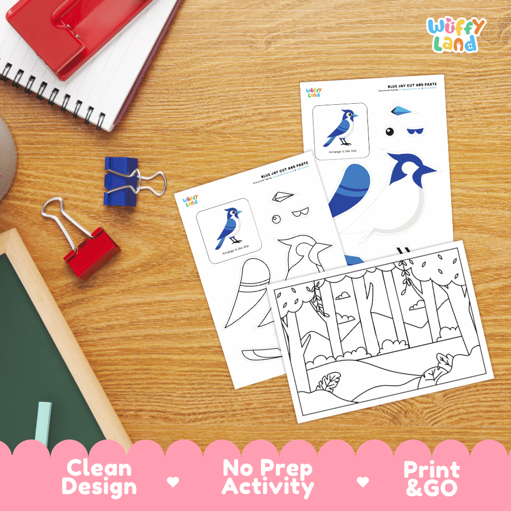 Blue Jay Cut and Paste Craft and Coloring Pages Activity Worksheets