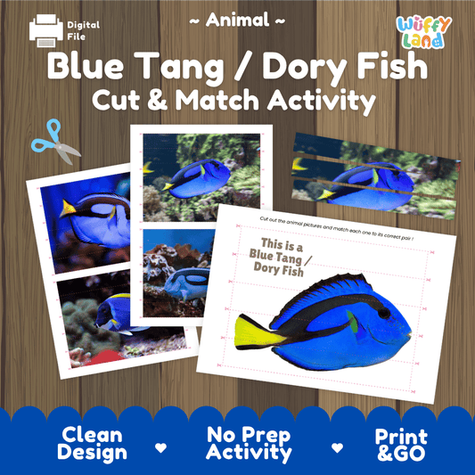 Blue Tang / Dory Fish Cut and Match Activity Worksheets | Ocean Animal Puzzle Printables