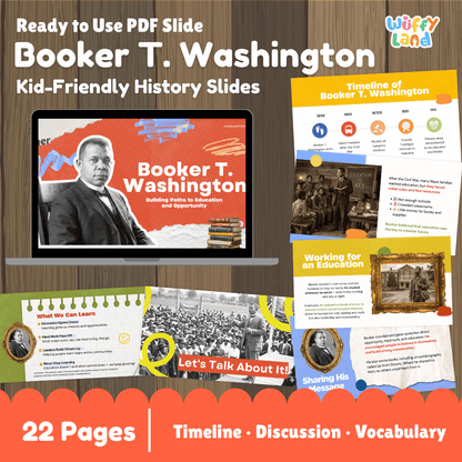 Booker T. Washington Biography Kid-Friendly History Presentation Slides PDF
