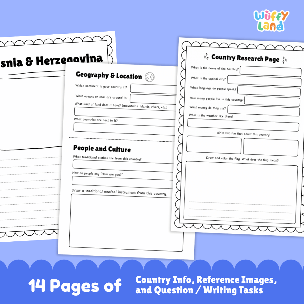 Bosnia & Herzegovina Country Research Project | Geography Worksheets and Writing Tasks