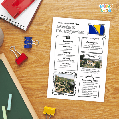 Bosnia & Herzegovina Country Research Project | Geography Worksheets and Writing Tasks