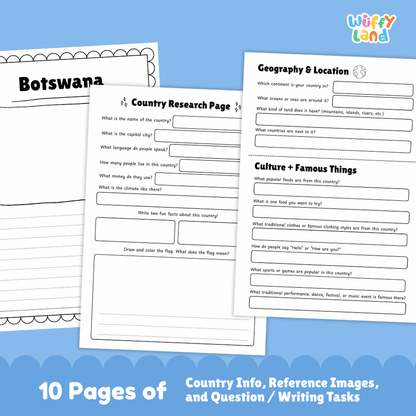 Botswana Country Research Project Worksheets and Activity Pages