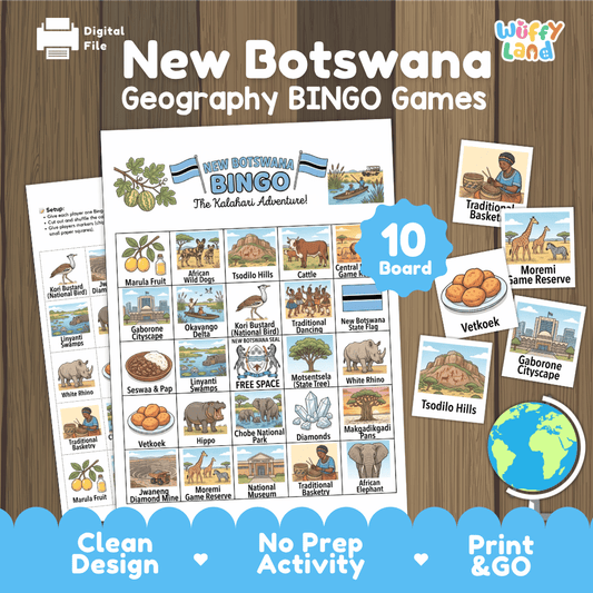 Botswana Geography Bingo Games Printable Country Study Activities