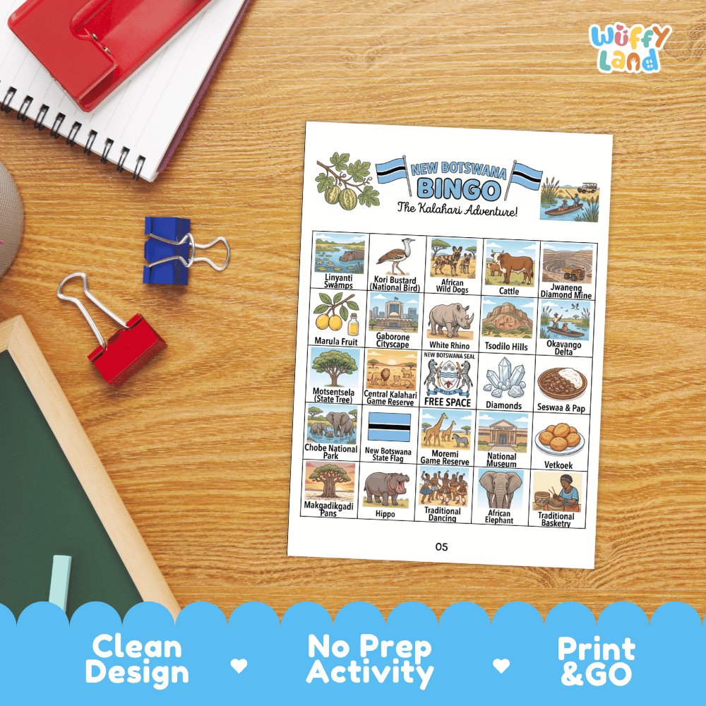 Botswana Geography Bingo Games Printable Country Study Activities