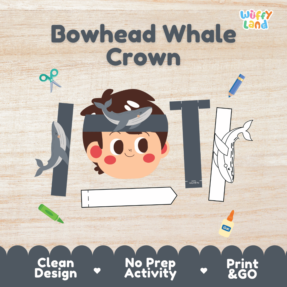 Bowhead Whale Crown Ocean Animal Hat Printable Craft Activity Headband Cutouts