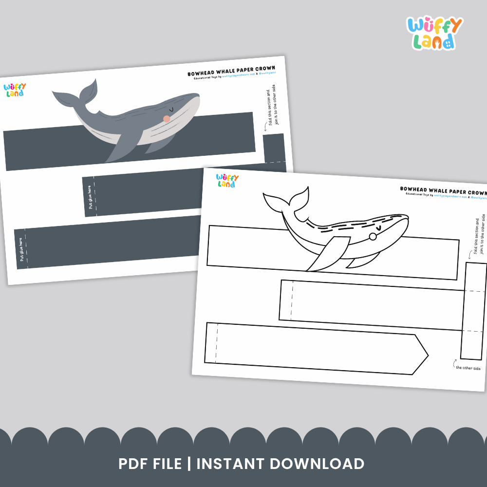 Bowhead Whale Crown Ocean Animal Hat Printable Craft Activity Headband Cutouts