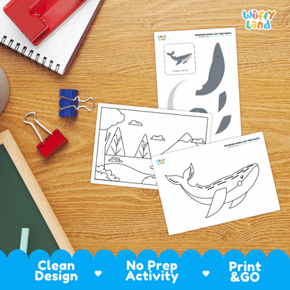 Bowhead Whale Cut and Paste Craft and Coloring Activity Worksheets
