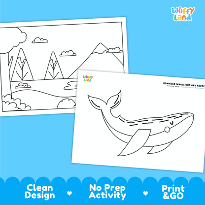 Bowhead Whale Cut and Paste Craft and Coloring Activity Worksheets