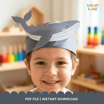 Bowhead Whale Crown Ocean Animal Hat Printable Craft Activity Headband Cutouts