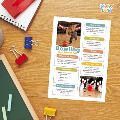 Bowling Sport Research Project Worksheets and Fact Sheet
