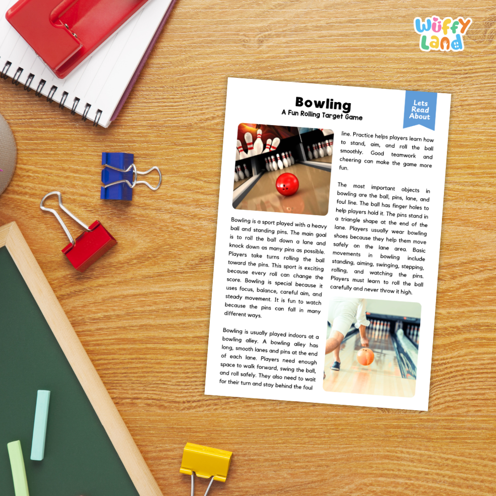 Bowling Sports Reading Passages and Comprehension Questions Worksheets