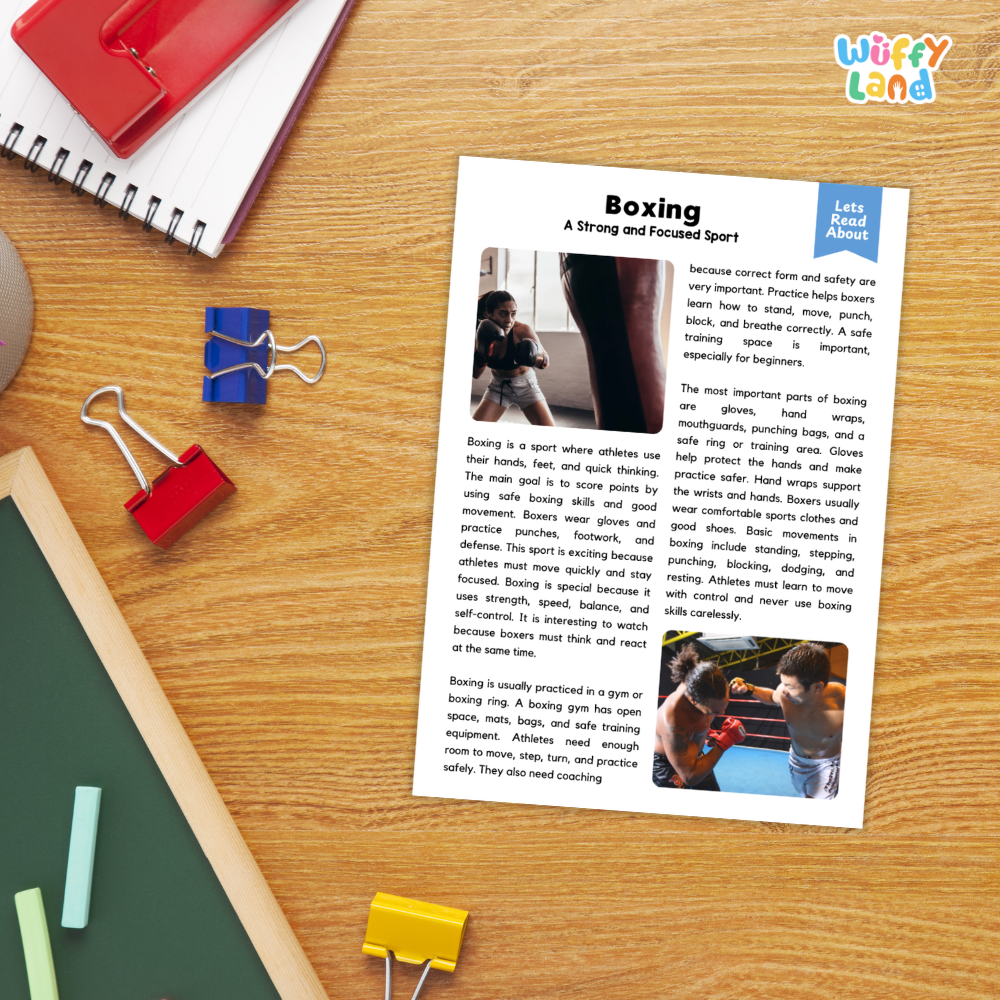 Boxing Sports Reading Passages and Comprehension Questions Worksheets