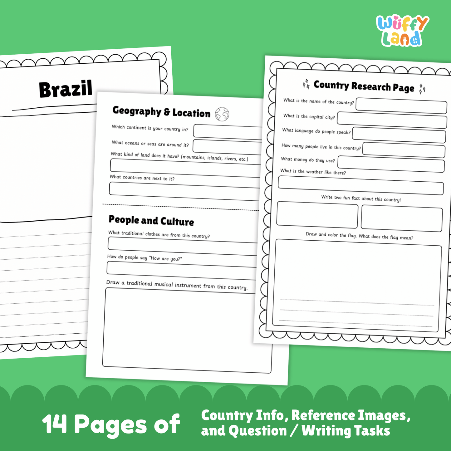 BRAZIL Country Research Project | Printable Geography Worksheets Social Studies