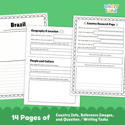 BRAZIL Country Research Project | Printable Geography Worksheets Social Studies