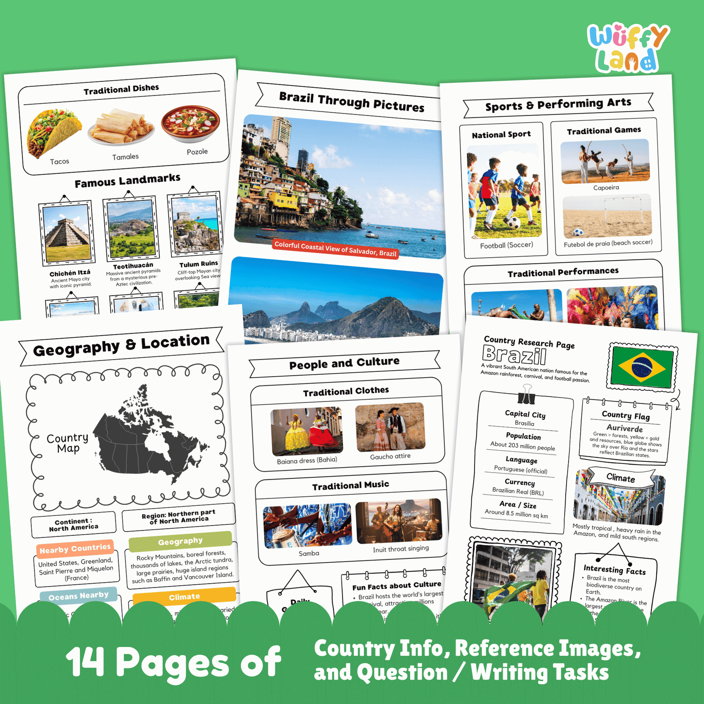 BRAZIL Country Research Project | Printable Geography Worksheets Social Studies