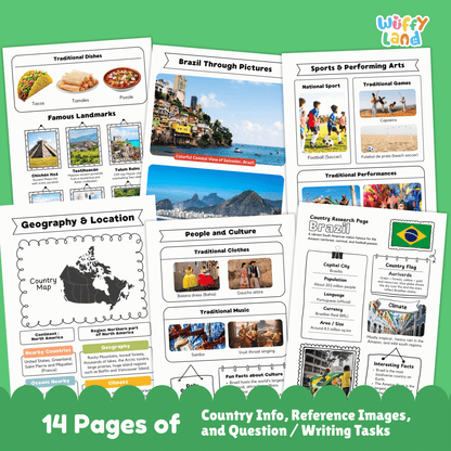 BRAZIL Country Research Project | Printable Geography Worksheets Social Studies