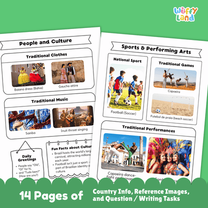 BRAZIL Country Research Project | Printable Geography Worksheets Social Studies