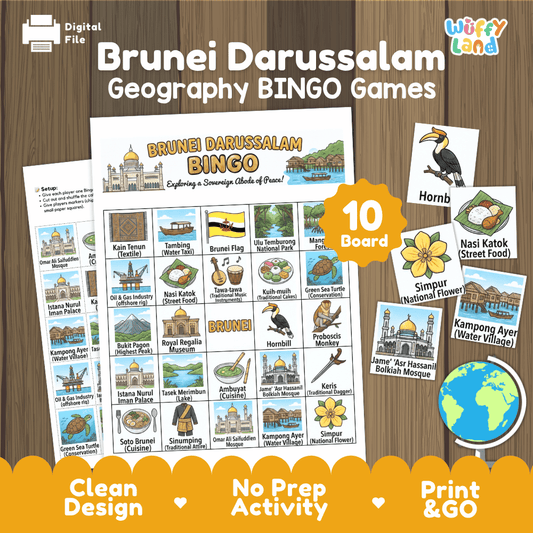 Brunei Darussalam Geography Bingo Game Printable Activity