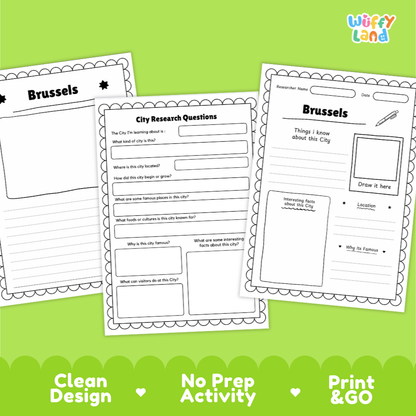 Brussels City Research Page Worksheets and Fact Sheet Activity