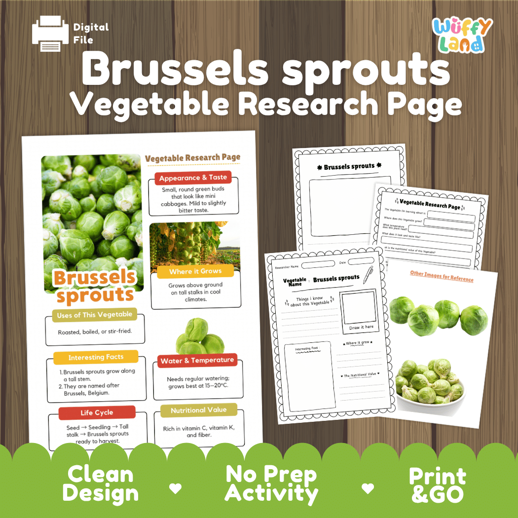 Brussels Sprouts Vegetable Research Page Worksheets
