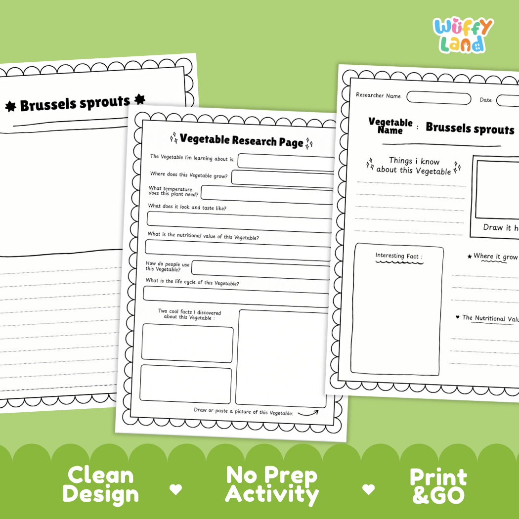 Brussels Sprouts Vegetable Research Page Worksheets